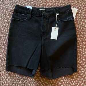 Good American Black Jean Shorts with Raw Hem